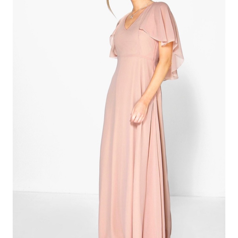 Boohoo Chiffon Cape detail Maxi Dress